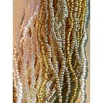 Clam Shell Vintage Multi Strand Seed Bead Necklace Gold & White Photo 6