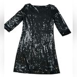 White House | Black Market  Classic Black Sequin Cocktail Shift Dress Size XS Photo 2