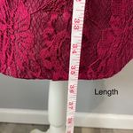 Mac Duggal Crimson Red Lace Bell Sleeve Cocktail Dress Beaded Waist Photo 6