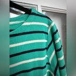 L.L.Bean  Blue & Green Striped Cotton Relaxed Fit Knit Top Women’s Size XL Photo 1