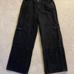 Forever 21 Premium Denim Black High-Rise Cargo wide leg Jeans Size Large Photo 0