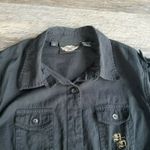 Harley Davidson Flirt Black Cap Sleeve Epaulets Waist Collar Blouse Top Womens M Size M Photo 8