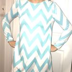 SheIn Womens Medium Light Blue and White Wave Pattern Striped Long Sleeves Dress Photo 0