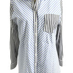 Chico's NWT Chico’s No-Iron Mixed Stripe Tunic / Shirt Chico SZ 3, Blue / Black / White Photo 0