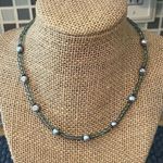 Sterling Silver Glass Beads Pearl choker necklace Gray blue GUC N4 Photo 0