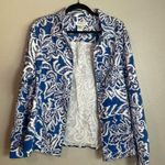 Coldwater Creek Women’s Jacket Large Blue White Moonlight Floral Full Zip Boho Photo 6