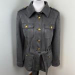 White House | Black Market Stormy Gray Ultra Suede Safari Jacket Large Photo 3
