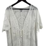 Nina Leonard  White Boho Sheer Long Tie Front Size 1X New Photo 1
