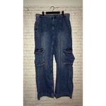 ON 34TH Cargo Jeans Women Size 16 33 Light Wash Wide Leg Denim Pants Blue Photo 1