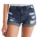 Aeropostale AERO JEAN SHORTS Womens SZ 6 (26) Distressed Blue Denim Raw Hem NWOT Photo 2