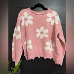 Pretty Flower Pearl Sweater Women’s Sz Small EUC Pink Photo 2