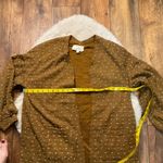Flower & Feather Cardigan Womens Medium Puff Sleeve Cream Dot Lightweight‎ Brown Photo 5