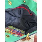 Tommy Hilfiger  Nautical Anchor Canvas Tote Bag Navy & Green with Brown Handles Photo 6