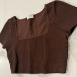 Babaton by Aritzia Sculpt Knit Squareneck Crop Top Women’s Large Chocolate Brown Photo 7