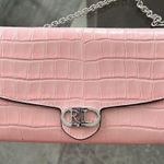Ralph Lauren NEW Embossed Leather Medium Adair Bag, Pink Silver-Tone Photo 2