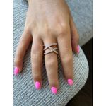 Rose Gold Criss Cross Ring with‎ Rhinestones Statement Band Ring Size 7 Photo 0