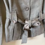 Laura Clement Belted Linen Blazer jacket taupe Cream Size US 4 Tan Photo 2
