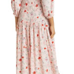 Samsoe Samsoe Sarami Floral Print Midi Dress Aop Pink Garden Size M Size M Photo 1