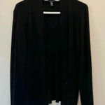 Eileen Fisher  Black Long Sleeve Cardigan 100% Merino Wool size L Photo 0