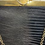 Vintage Etra Black and Brass Chain Croc Embossed Leather Purse Photo 3