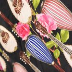 Cousin Earl Floral and Instrument Print Kimono Robe Black Size M Photo 8