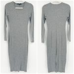 Quince Womens Soft Tencel Rib Knit Long Sleeve Midi Lounge Dress Size XS Gray Photo 2