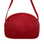 Fendi Vintage Red FF Canvas Crossbody Bag Leather Trim Authentic Made In Italy Photo 10