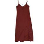 Abercrombie & Fitch v-neck ribbed slit tank dress in a reddish rust paprika Photo 6