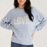 Z Supply  Women's Lizzy Love Marbled Sweater Ocean Fuzzy Cosy sz. L Photo 0