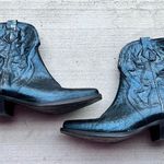 Free People  Way Out West Metallic Blue Western Ankle Boots Photo 1
