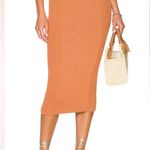 Tularosa Marco Knit Midi Skirt Womens M Brown Linen Tencel Ribbed Boho Coastal Photo 0