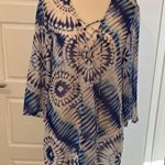 a.n.a  Sheer Blue White Semi Sheer Tie Dye Tie Front Top Coverup EUC Photo 0