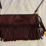 Frye  Brown Leather Fringe Crossbody Bag Boho Western Festival Purse Photo 0