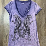 Hurley 2000s Y2k Affliction-Like Purple V Neck Top Womens Medium/Large Photo 0