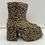 Vtg Plats Leopard Plush Platform Super Chucky Ankle Boots Size 10 Disco Funky Photo 3