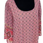 As You Wish As U Wish Womens Agryle‎ Pattern Dress Lace Back 3/4 Sleeve Ruffle Red Medium Photo 1