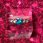 Boutique Aquamarine Birthstone Womens Ring Size 5 Sky Blue Sparkle Princess Cut Y2K gift Photo 1