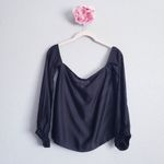 Elizabeth and James  Black Nolita Satin Off Shoulder Top Photo 1