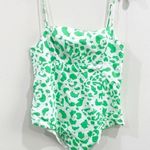 ZARA Green Abstract Animal Print Poplin Bodysuit Medium Trendy Chic Photo 0