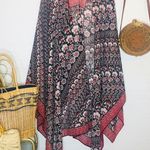 Oriental Floral Open Draped Kimono​ Red Size undefined Photo 3