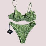 Zaful NWT  Twist Front W/ Underwire Tie‎ Back High Waisted Bikini - Lg Photo 5