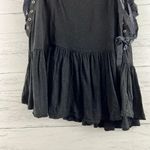 Free People  Black Strappy Grunge Goth Gauzy Top Size S Photo 4