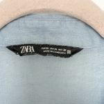 ZARA  Womens Shirt Size XL Blue Long Sleeve‎ Linen Button Down Photo 2