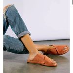 Free People  Emelia Slip-On Sandals Suede Cross Strap Sandals - Tan Size EU38 US8 Photo 1