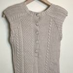 Theory Cable-knit Mini Dress Silasi Button Back Short Sleeve Oatmeal Photo 6