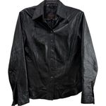 Vintage John Carlisle Essentials Black Lambskin Leather Lined Shirt Jacket MED Photo 0