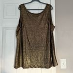 Eileen Fisher 100% Organic Linen Metallic Gold Olive Shimmer Top Holidays Glam Photo 6