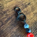 Hand Crafted Vibrant Red and Subtle Gray Beaded Key Holder Photo 2