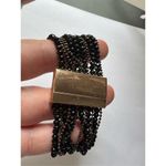 90's Vintage Womens Chunky Dark Beaded Gold Clasp Cuff Bracelet Y2K Edgy Preppy Photo 3