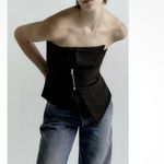 ZARA NWT  BLACK Corset Top with Asymmetrical Zipper 
Detailings Size S Photo 5